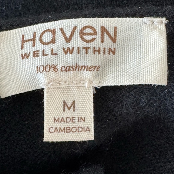 HAVEN WELL WITHIN 100% Cashmere Black Lounge Midi Dress Size Medium VGUC - Picture 5 of 5